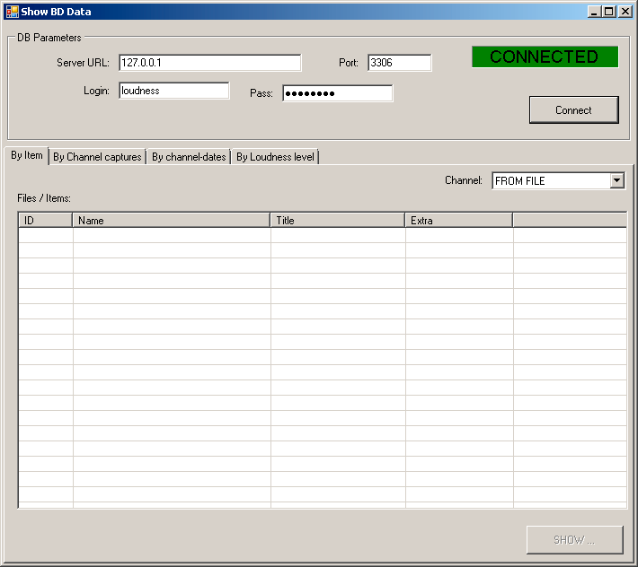 JOCLoudnessSHOW  main GUI