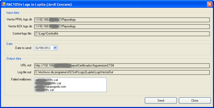 Playout change over controller main GUI