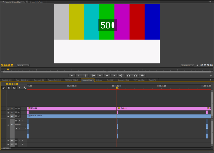 Audio-Video alignment test timeline